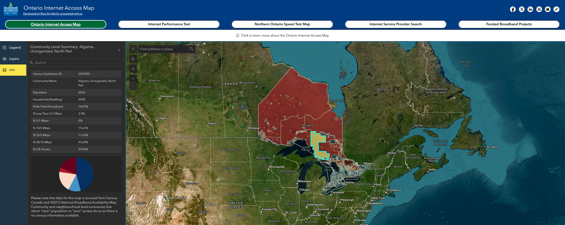 Ontario Internet Access Map